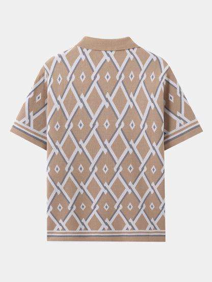 Retro Rhombus Geometric Knit Shirt