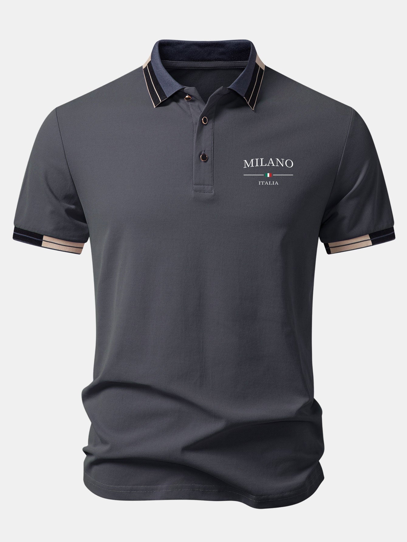 Milano Print Contrast Trim Polo