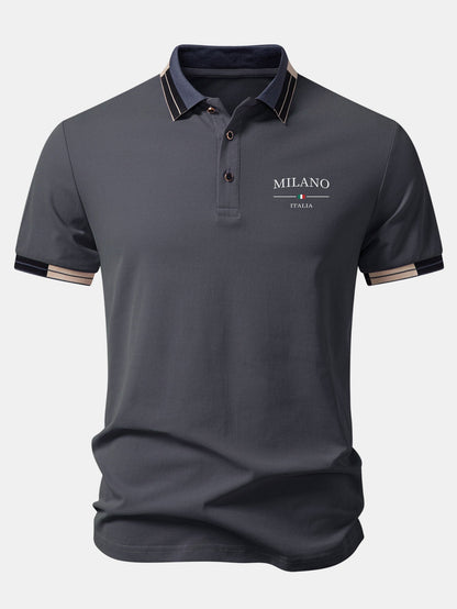 Milano Print Contrast Trim Polo