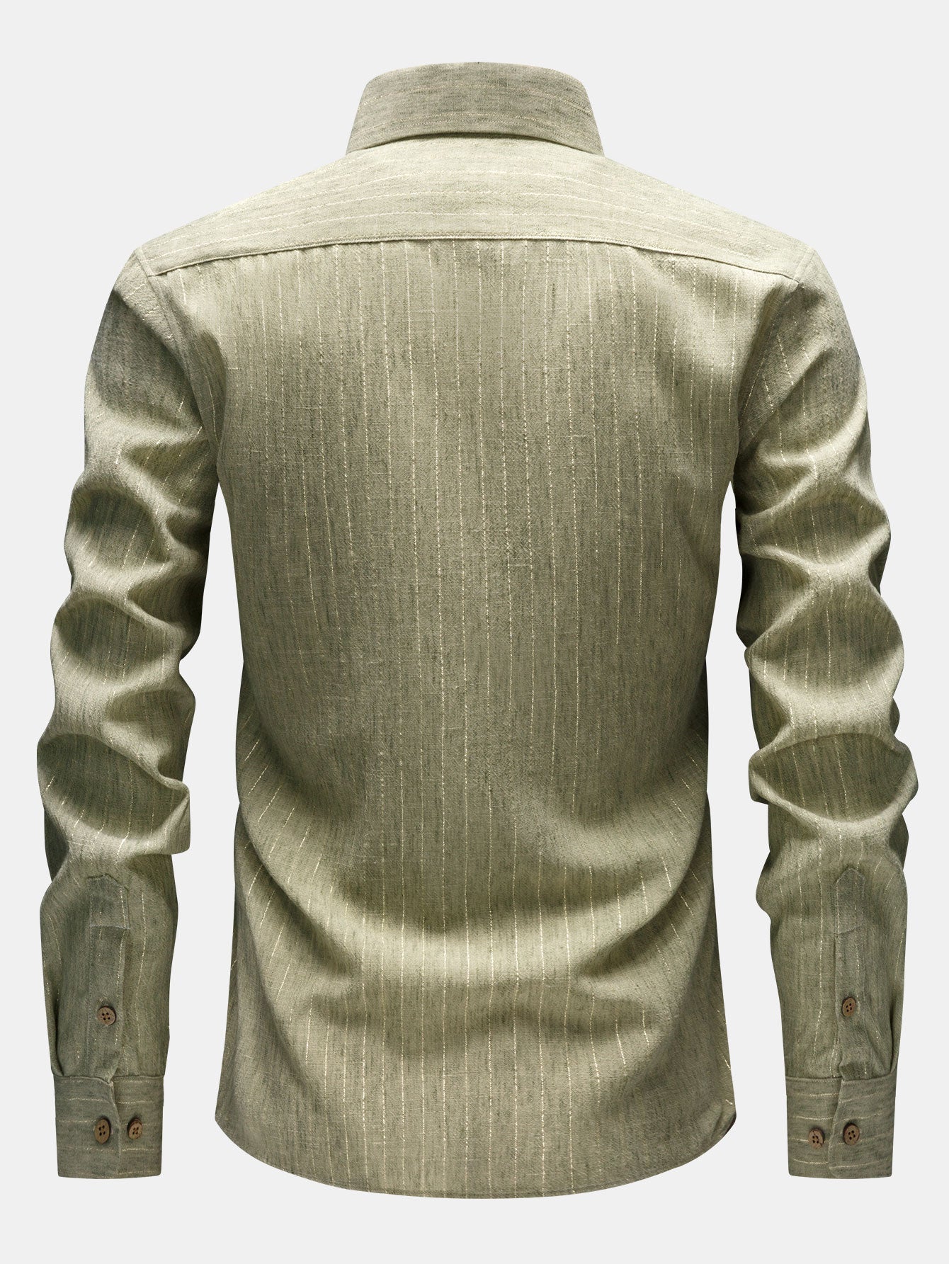 Long Sleeve Stripe Linen Look Button Up Shirt