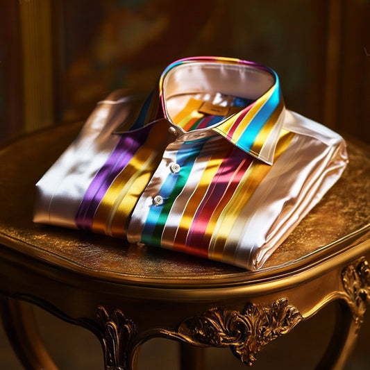 Futuristic Shirt Men's Multicolor Striped Shirt