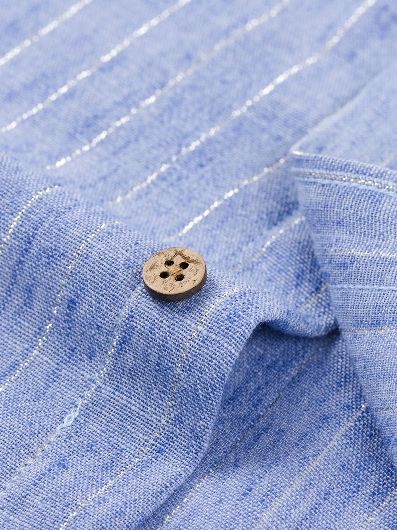 Long Sleeve Stripe Linen Look Button Up Shirt