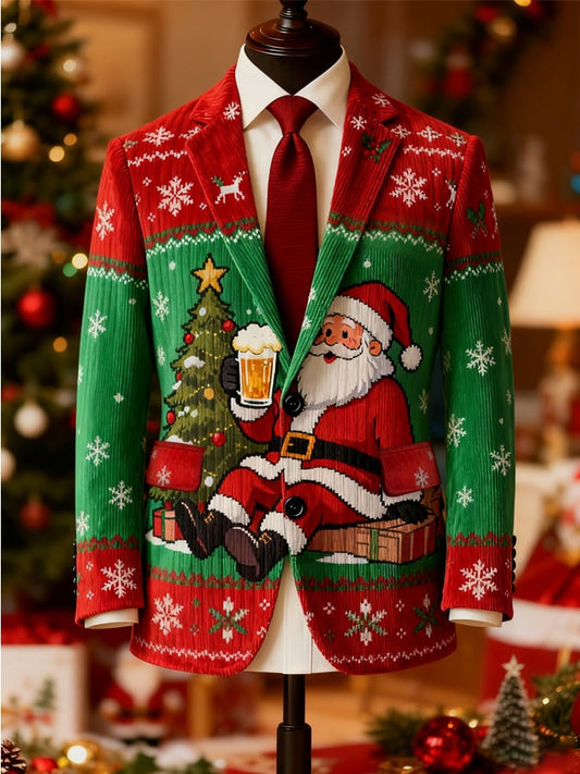 Men's Christmas Print Casual Blazer