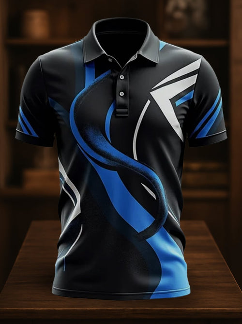 Men's Business Casual Artistic Button Short Sleeve Polo Shirt