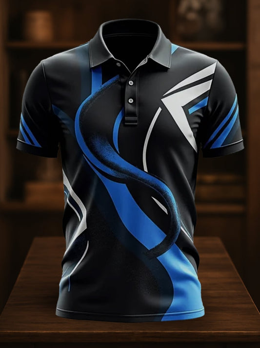 Men's Business Casual Artistic Button Short Sleeve Polo Shirt