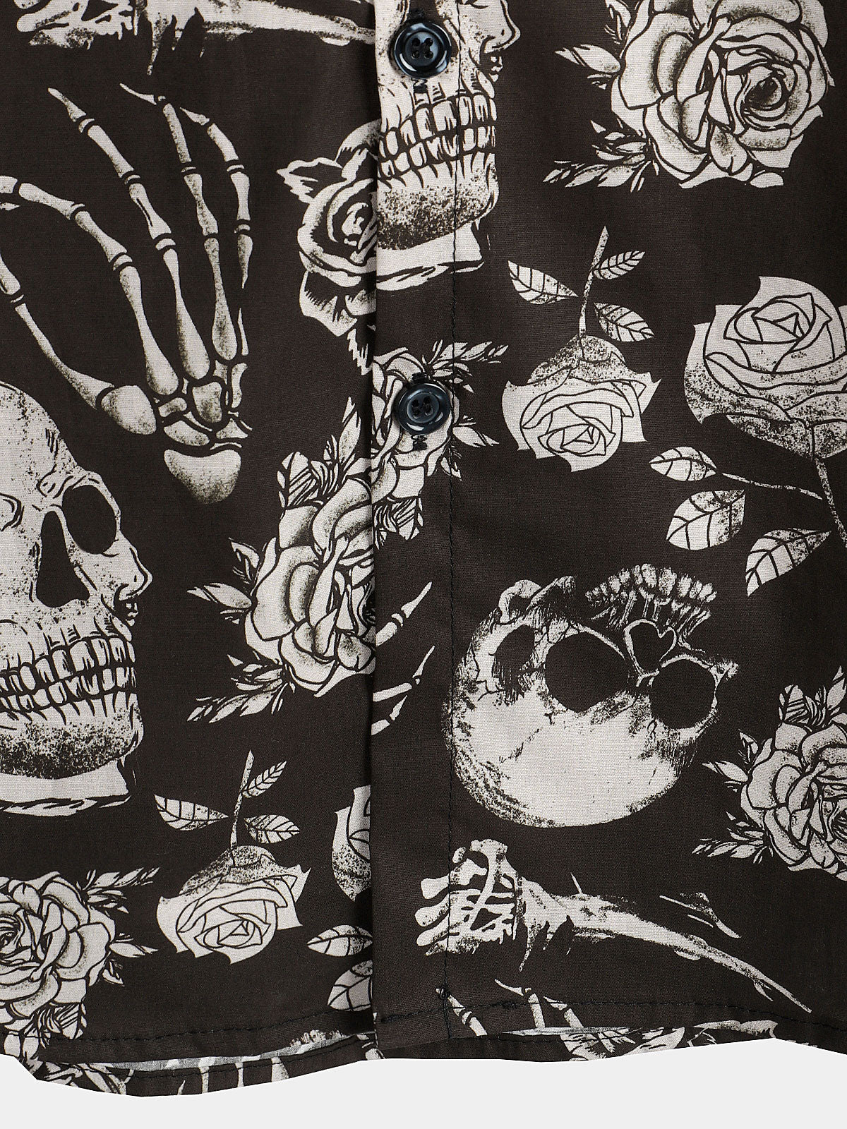 Men's Skull Rose Floral Punk Rock and Roll Cool Button Up Shirt