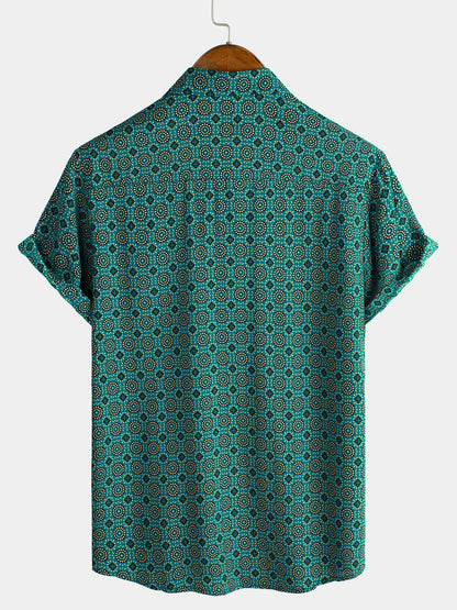 Men's Button Up Vintage Summer Holiday Short Sleeve Shirt