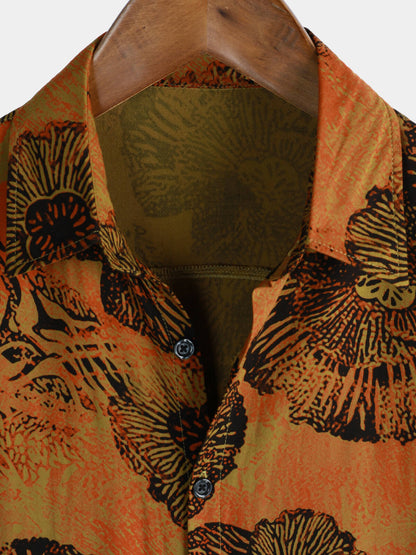 Men's Retro Floral Print Holiday Breathable Hawaiian Short Sleeve Shirt