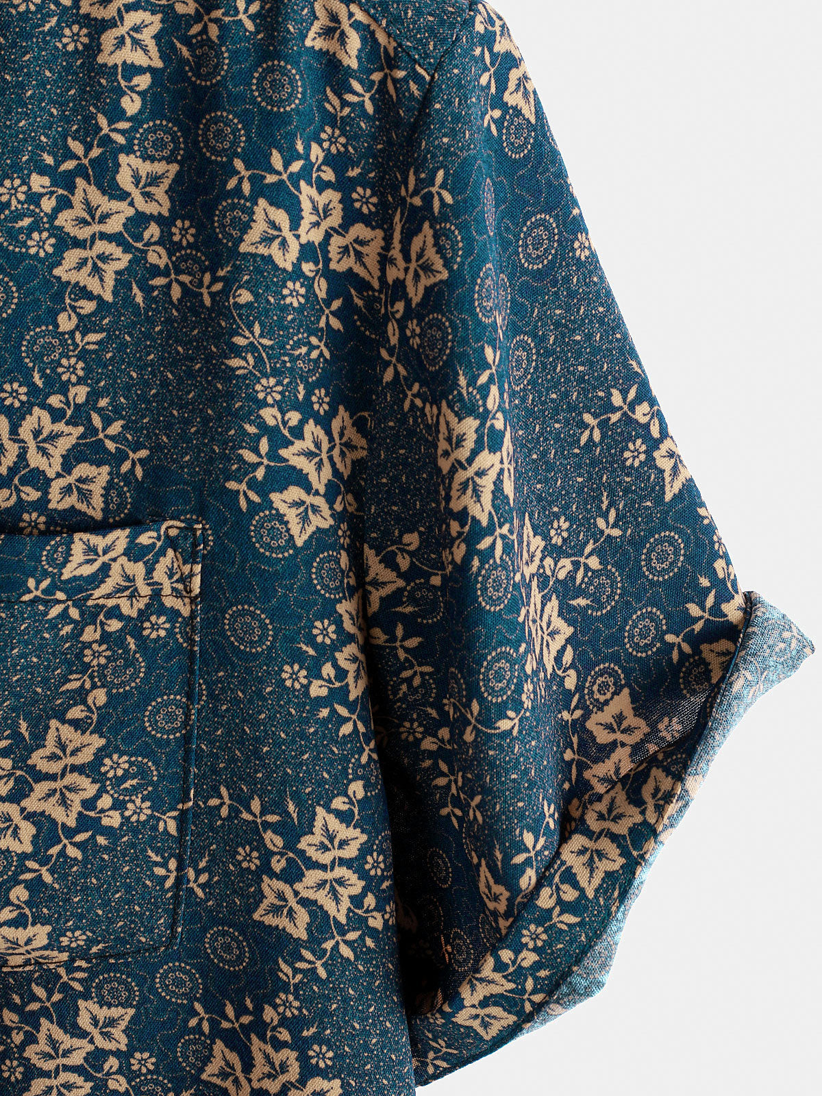 Men's Summer Retro Print Pocket Holiday Shirt