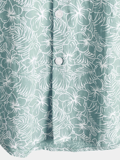 Men's Summer Floral Cotton Short Sleeve Holiday Beach Shirt