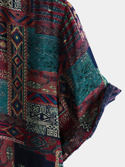 Men's Retro Holiday Breathable Ethnic Hawaiian Short Sleeve Shirt
