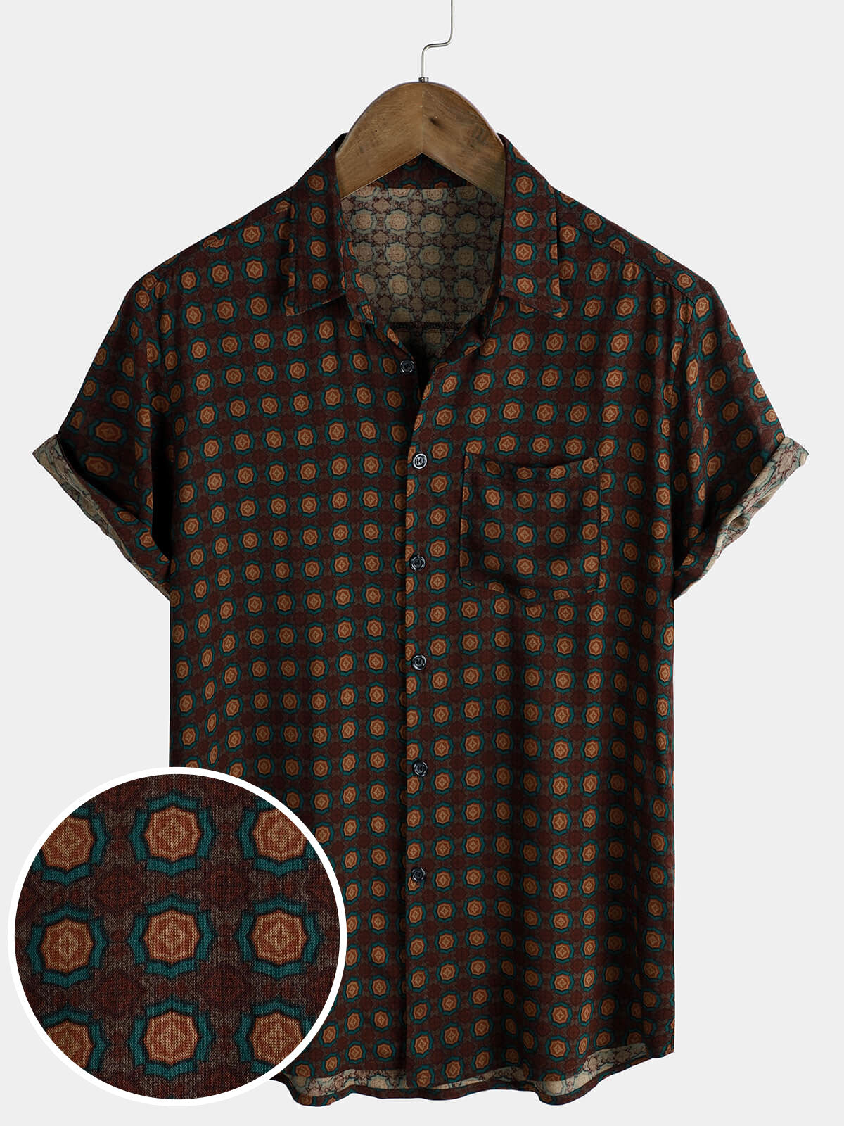 Men's Casual Vintage Summer Beach Short Sleeve Shirt