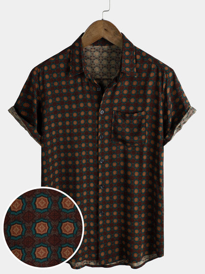 Men's Casual Vintage Summer Beach Short Sleeve Shirt