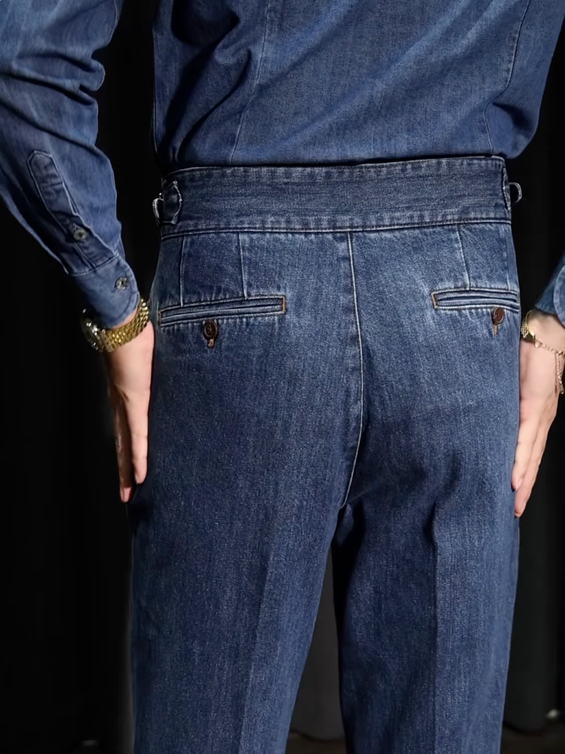 Men¡¯s Neapolitan Vintage High-Waisted Straight-Leg Jeans