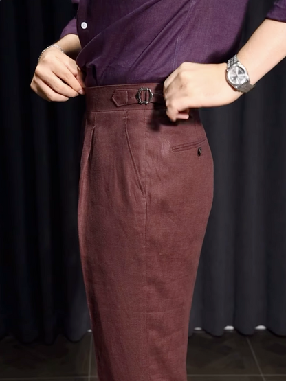 Men¡¯s Neapolitan Vintage High-Waisted Straight-Leg Trousers