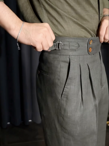 Men¡¯s Neapolitan Vintage High-Waisted Straight-Leg Trousers