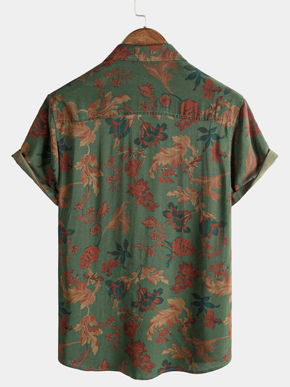 Men's Vintage Style Summer Casual Print Short Sleeve Shirt