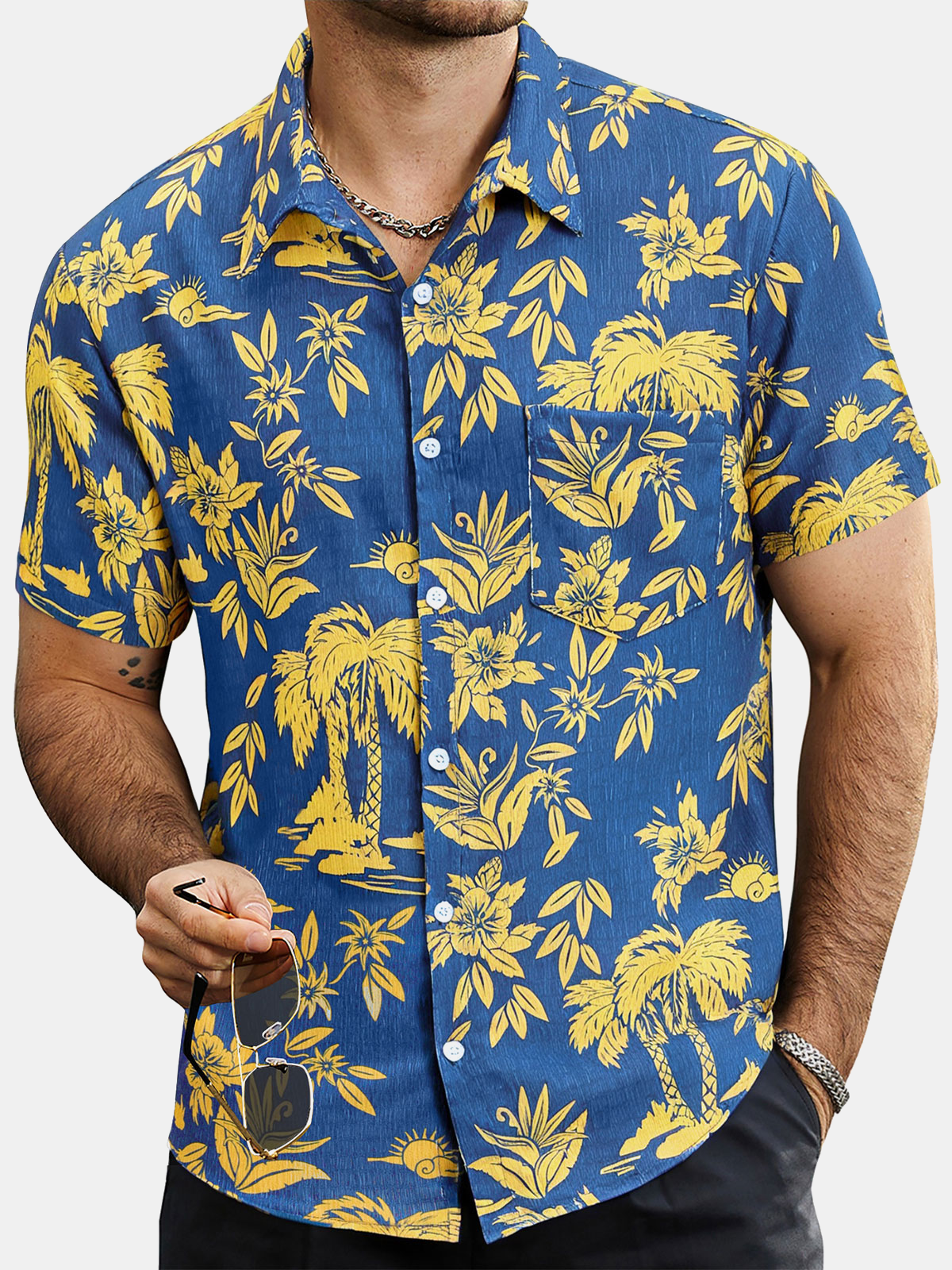 Men’s Tropical Palm Tree Hawaiian Beach Vacation Shirt