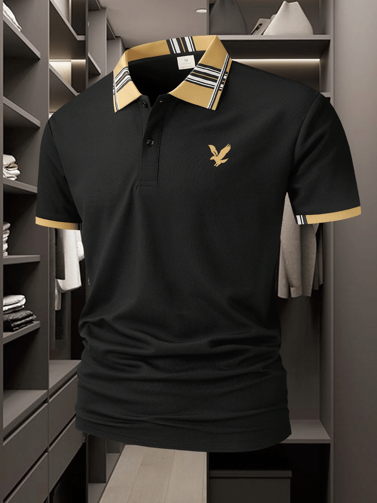 Men's Business Logo Button-Down Short Sleeve Polo Shirt