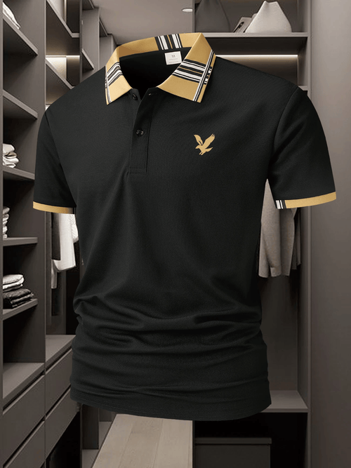 Men's Business Logo Button-Down Short Sleeve Polo Shirt