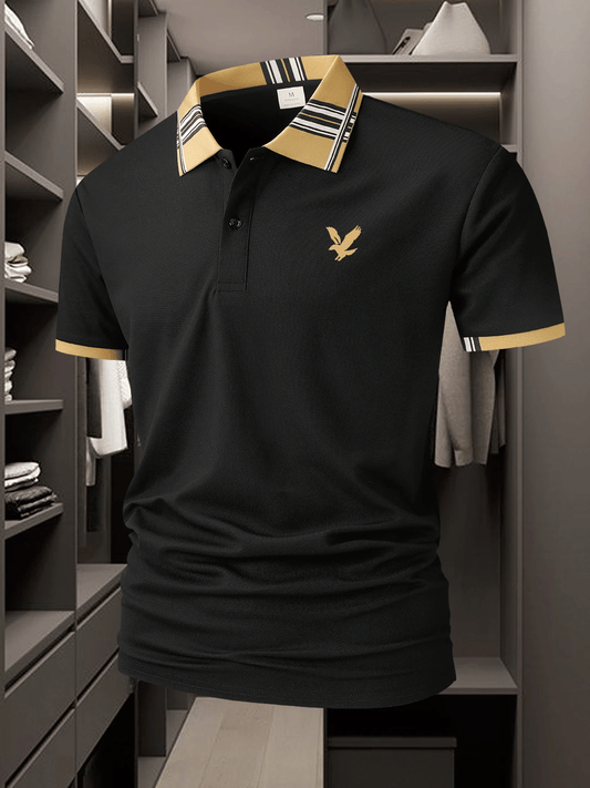 Men's Business Logo Button-Down Short Sleeve Polo Shirt