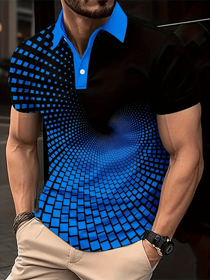 Men's Classic Business Logo Button Short Sleeve Polo Shirt