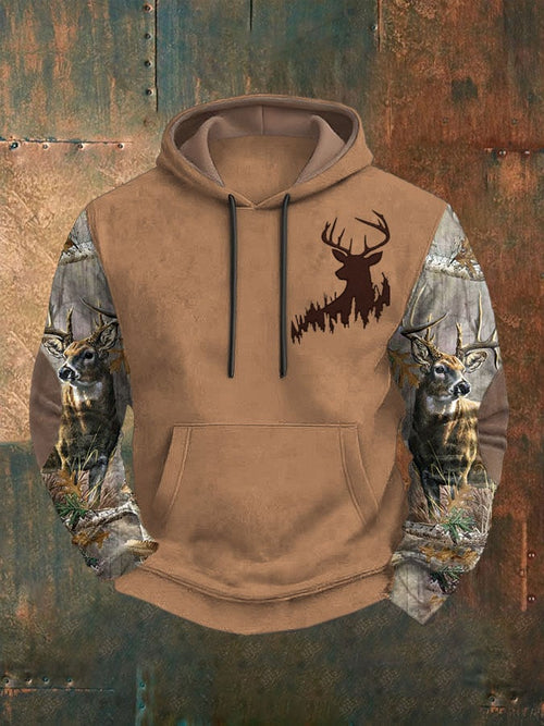 Men's Vintage Western Elk Print Sweatshirt