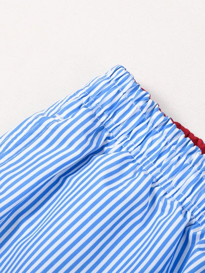 3 Pieces Vertical Striped Drawstring Swim Shorts