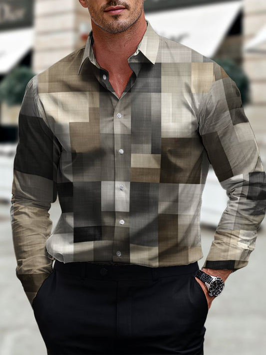 Men's Business Casual Art Button Short Sleeve Long Sleeve Shirt