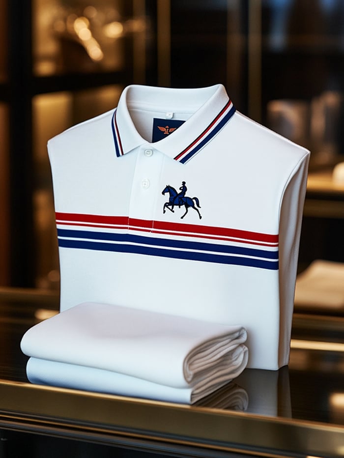 Men's Classic Business Logo Button Short Sleeve Polo Shirt