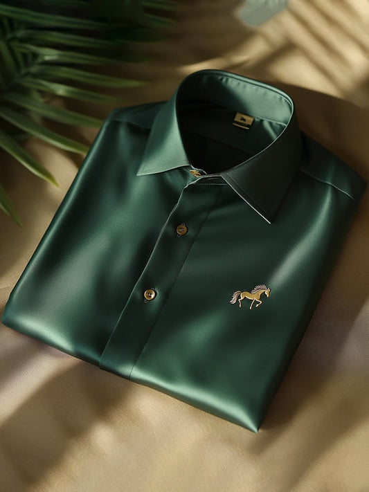 Men's Satin Luxe Long Sleeve Button Down Shirt