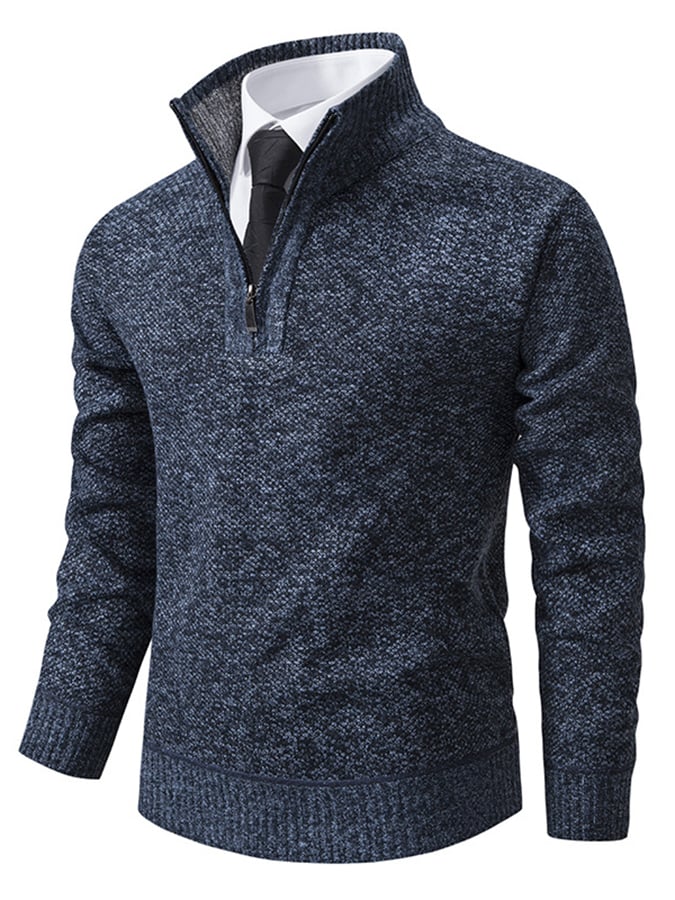 Men's Fashionable Velvet Warm Zipper Design Sweater