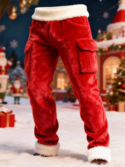 Men's plush Christmas work pants