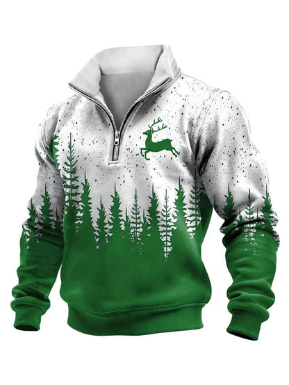Men's Casual Retro Print Long-Sleeve Sweatshirt