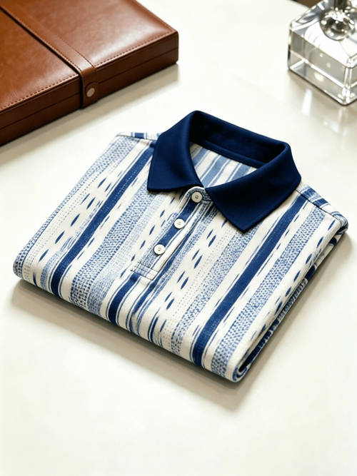 Men's Business Colorblock Plaid Print Polo Shirt