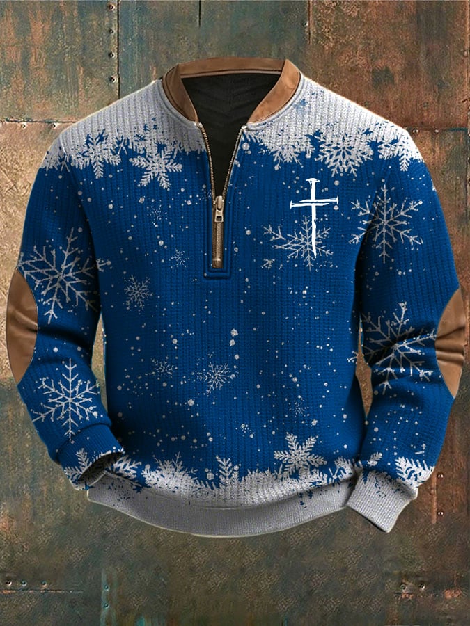Men's Casual Christmas Faith Knit Sweatshirt