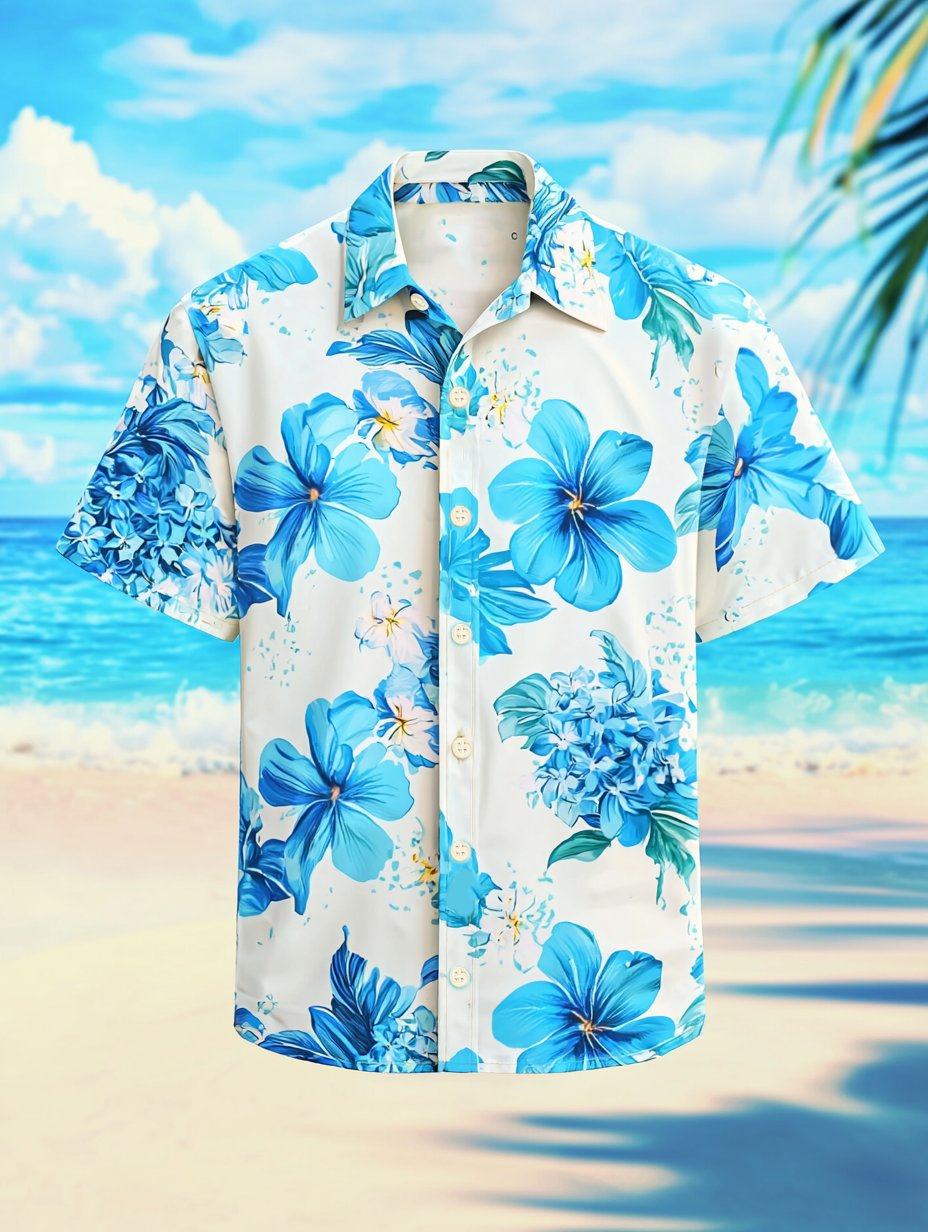 Men's Lapel Hawaiian Retro Casual Vacation Short Sleeve Shirt