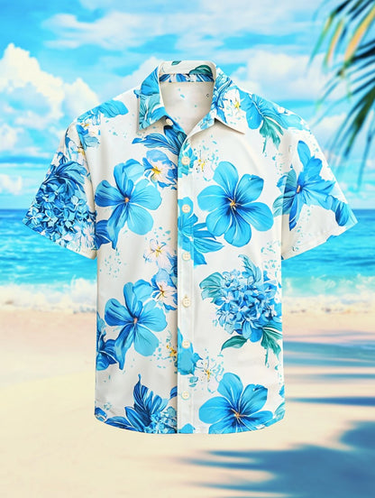 Men's Lapel Hawaiian Retro Casual Vacation Short Sleeve Shirt