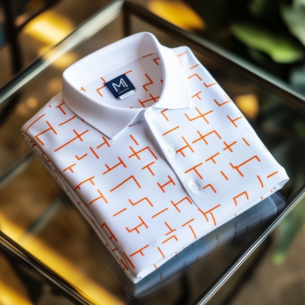 Men's Business Casual Printed Button Short Sleeve Polo Shirt