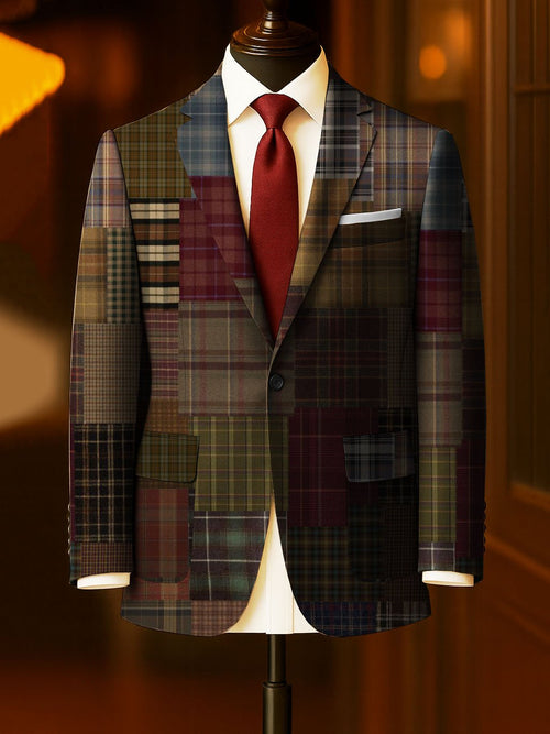 Men's Business Casual Large Pocket Print Blazers