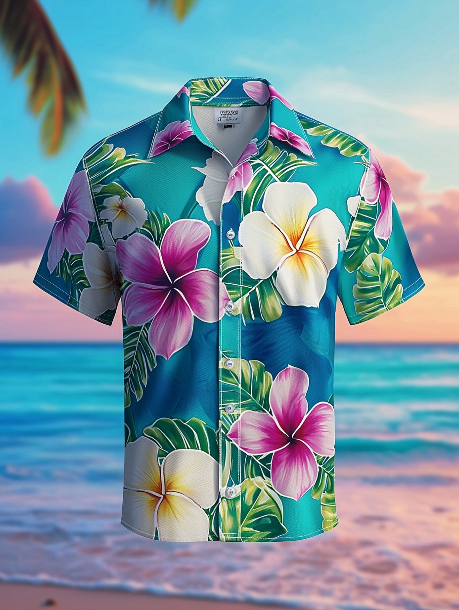 Men's Lapel Hawaiian Retro Casual Vacation Short Sleeve Shirt