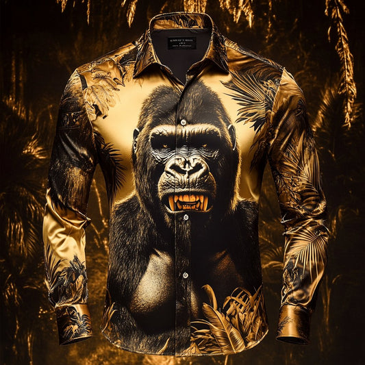 Men's Luxury Long-sleeved Shirt with Beast Print