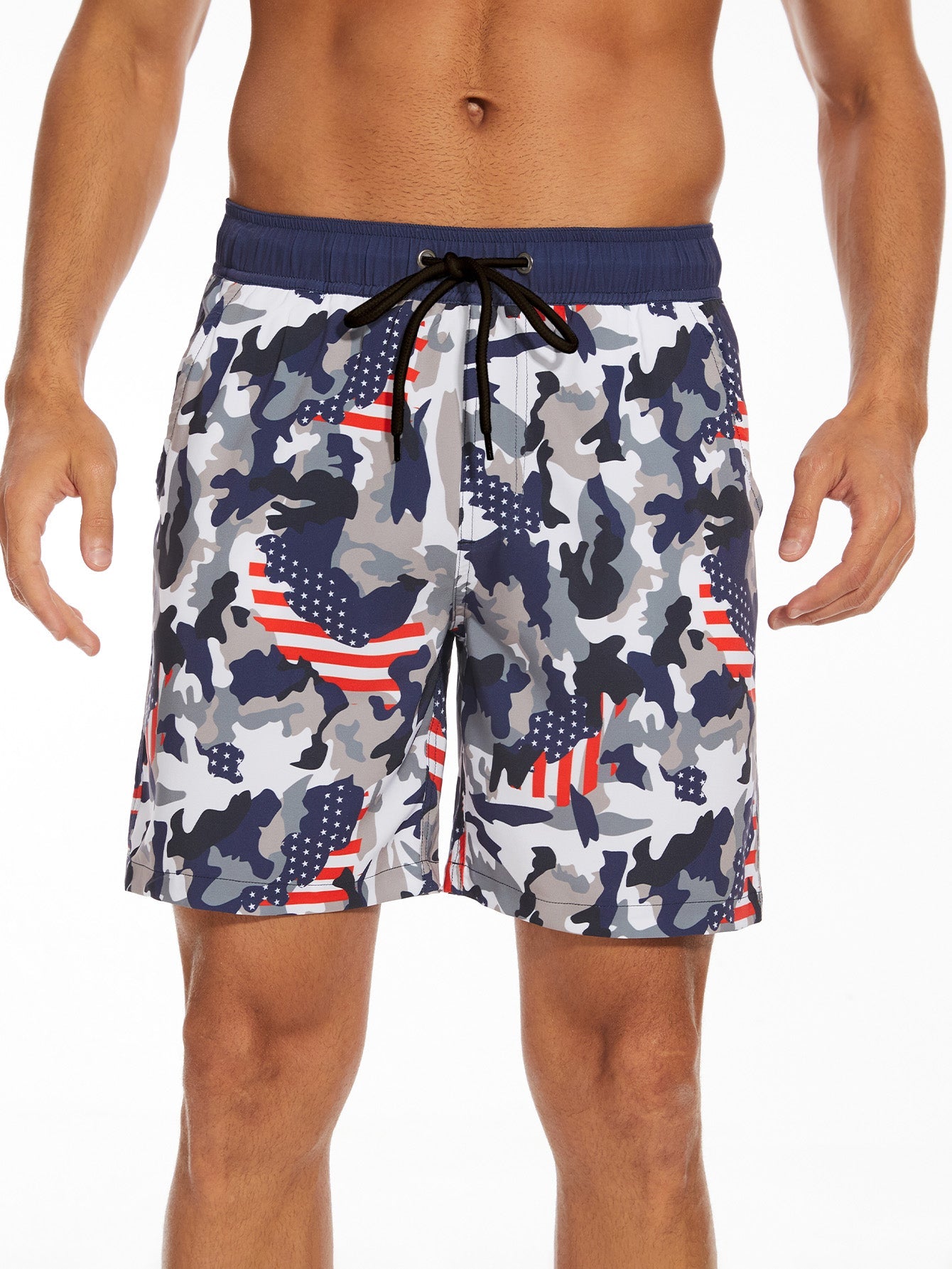 2 In 1 Camouflage USA Flag Print Swim Shorts