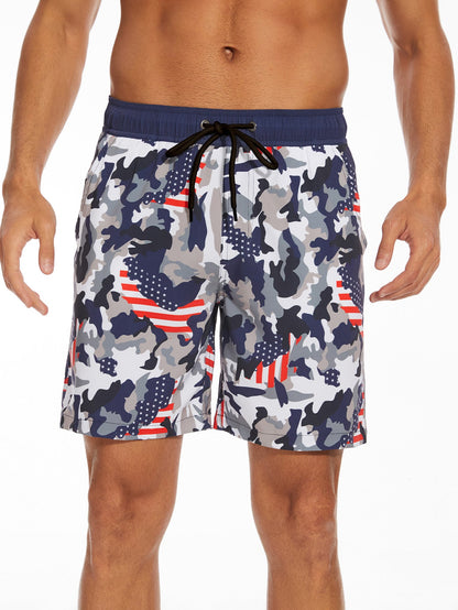 2 In 1 Camouflage USA Flag Print Swim Shorts
