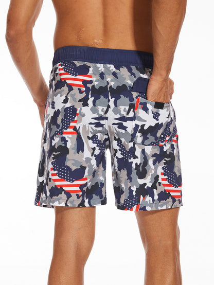2 In 1 Camouflage USA Flag Print Swim Shorts