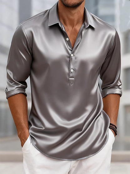Men's Business Luxury Long Sleeve Lapel Button Down Casual Shirt