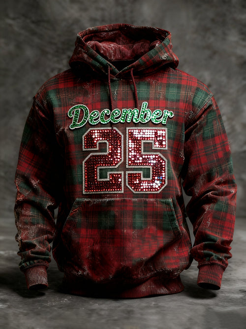 Checkered Santa Claus Christmas Tree Snowflakes Mistletoe Hoodie