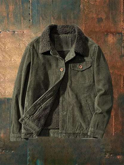 Men's Vintage Printed Plush Jacket