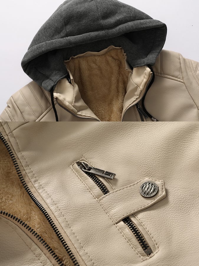 Men's Vintage Leather Multi-Pocket Outdoor Jacket