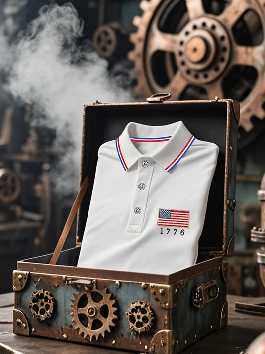 Men's Independence Day American Flag Casual POLO Shirt